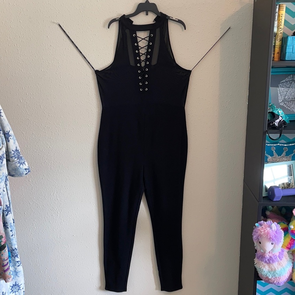 NWT black mesh jumpsuit